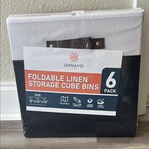 Black and White Foldable Linen Storage Cube Bins - 6 Pack